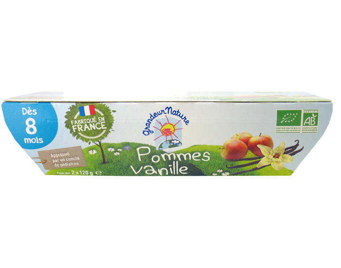 GRANDEUR NATURE Pure de Pomme et Vanille - Ds 8 mois - 2 x 120 g