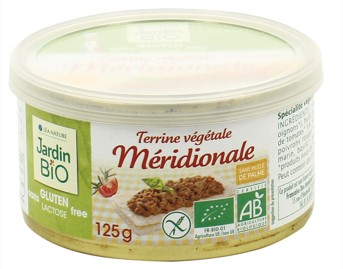 JARDIN BIO Terrine Vgtale Sans Gluten - Mridionale - 125g
