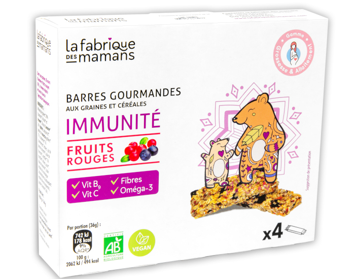 LA FABRIQUE DES MAMANS 4 Barres Grossesse Immunit Fruits Rouges - 144g