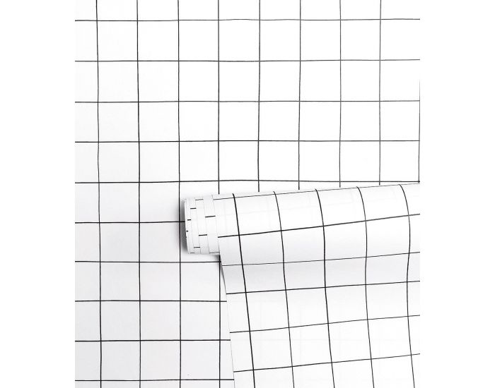 LILIPINSO Papier Peint - Minima - Quadrillage Blanc Rouleau 10 m