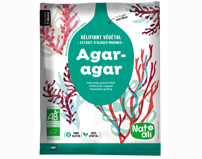 NAT-ALI Agar Agar Bio - Glifiant alimentaire vgtal - 50 g