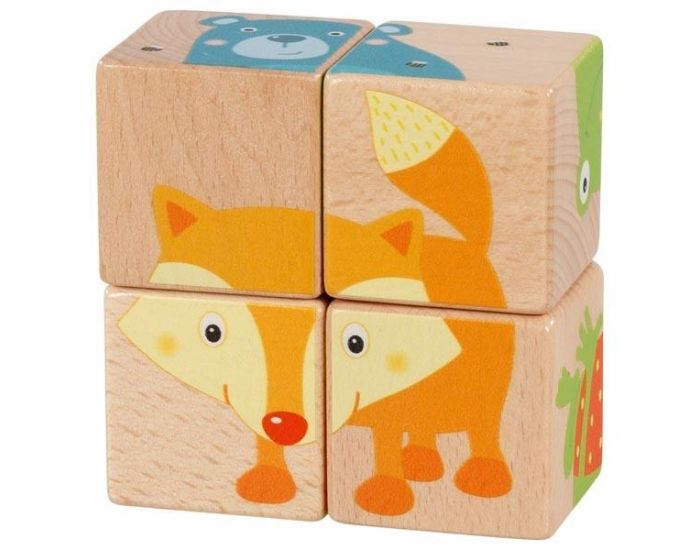 GOKI Puzzle de Cubes - Animaux - Ds 2 ans (1)