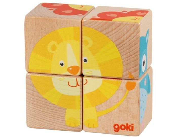 GOKI Puzzle de Cubes - Animaux - Ds 2 ans (3)