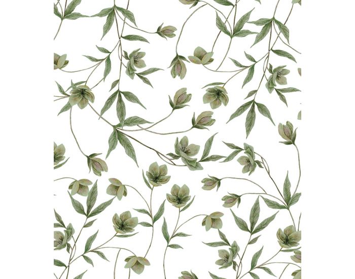 LILIPINSO Papier Peint - Wellington - Fleurs Hellbore - Blanc Rouleau 10 m (1)