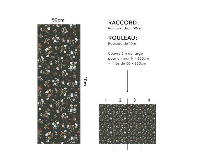 LILIPINSO Papier Peint - Lilydale - Douces Fleurs - Vert Fonc Rouleau 10 m (3)