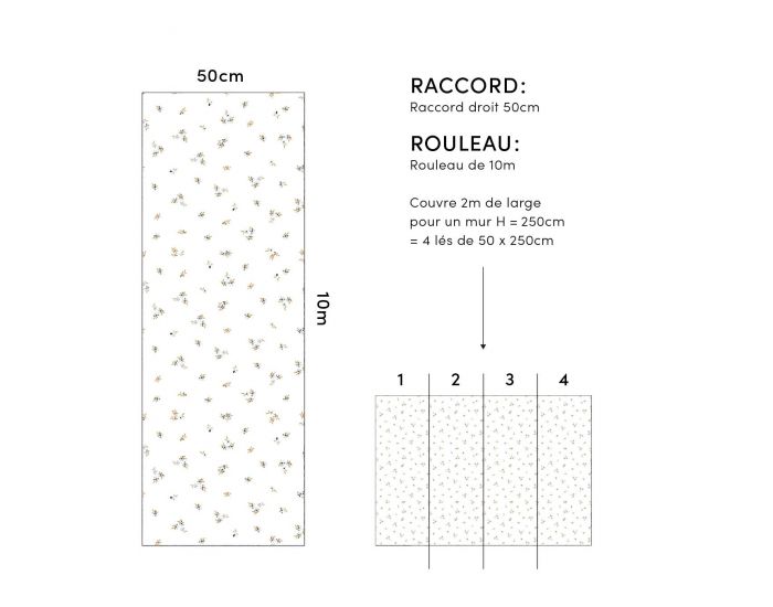 LILIPINSO Papier Peint - Braylynn - Petites Fleurs - Blanc Rouleau 10 m (3)
