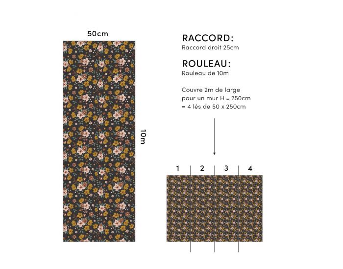 LILIPINSO Papier Peint - Capucine - Bouquet - Noir Rouleau 10 m (3)