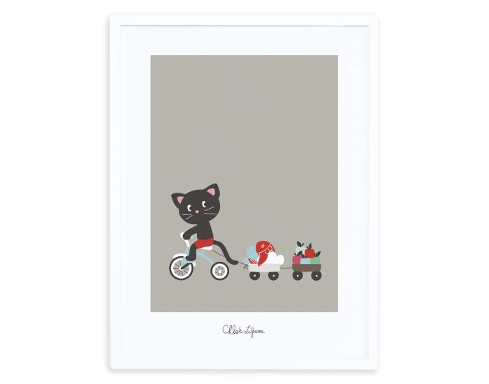 LILIPINSO Affiche Seule - Moka & Pom - Chat et Tricycle  (2)