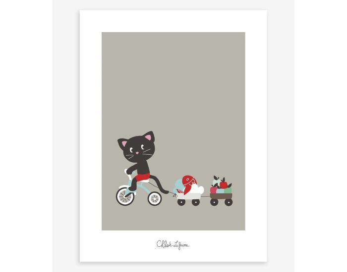 LILIPINSO Affiche Seule - Moka & Pom - Chat et Tricycle  (3)