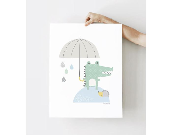 LILIPINSO - Affiche Seule - Smile It's Raining - Crocodile et son Parapluie  (4)