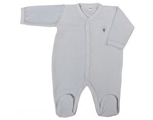 EVEIL ET NATURE Pyjama Velours Coton Bio - Bleu 6 mois