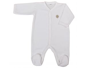 EVEIL ET NATURE Pyjama Velours Coton Bio - Blanc 6 mois