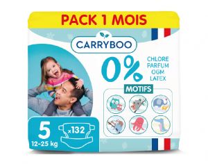CARRYBOO Couches cologiques Non Irritantes - Lot x3 T5 / 12-25kg /132 couches