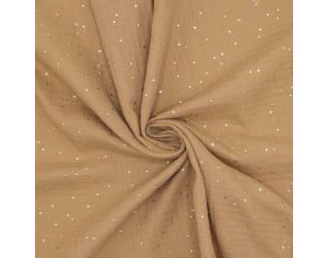 CRAFT LOOM Coupon de Tissu - Double Gaze de Coton - Tailles Sur-mesure - Camel  Poids Or Glitter