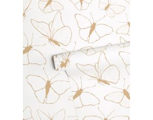LILIPINSO Papier Peint - Picnic Day - Papillons - Moutarde Rouleau 10 m