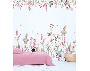 LILIPINSO Papier Peint Panoramique - Magenta - Champs de Fleurs - Rose - Droite