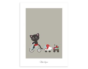 LILIPINSO Affiche Seule - Moka & Pom - Chat et Tricycle 