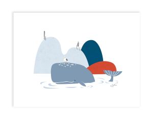 LILIPINSO - Affiche Seule - Wild Island - Baleine et Rochers 