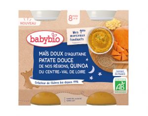 BABYBIO Petits Pots Bonne Nuit - 2x200g - Ds 6 mois Mas doux d'Aquitaine - Patate douce - Quinoa - 8 M