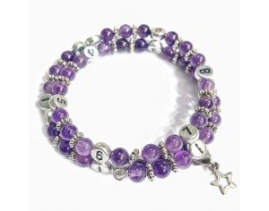 IRREVERSIBLE Bracelet d'Allaitement et Biberonnage en Perles Naturelles - Amthyste Violet