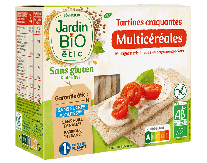 JARDIN BIO Tartines Craquantes Multicrales Sans Gluten 