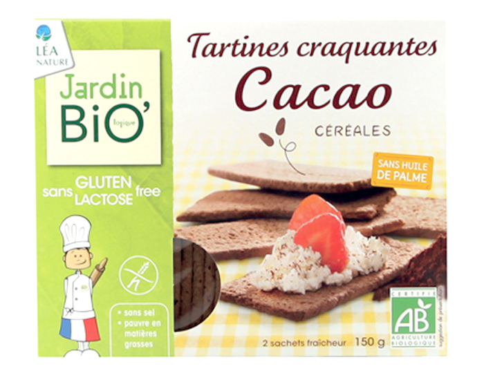 JARDIN BIO Tartines Craquantes Cacao Crales Sans Gluten - 150 g