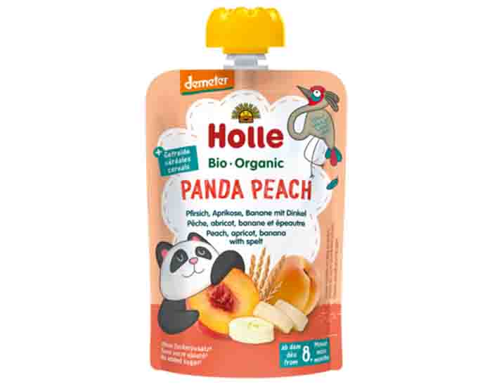 HOLLE Gourde Pche Abricot Banane Epeautre - 100 g - Ds 8 mois