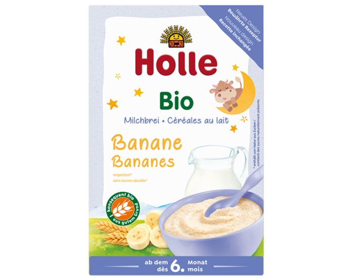 HOLLE Crales au Lait Banane - 250g - Ds 6 mois