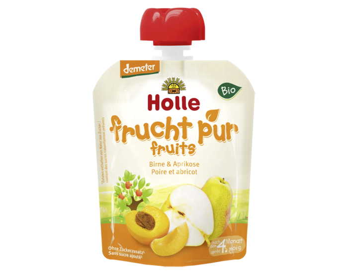 HOLLE Gourde Poire Abricot - 90 g - Ds 4 mois