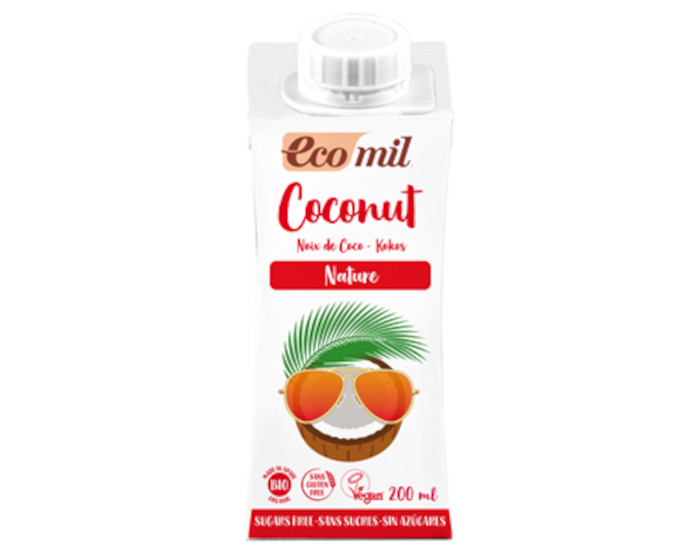 ECOMIL Lait de Coco Nature Sans Sucres - 200 ml