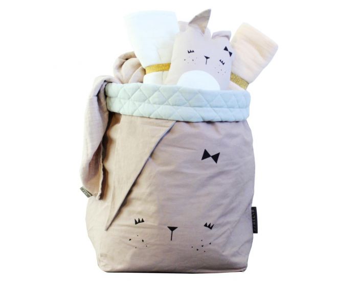 FABELAB Grand sac de rangement en coton bio Cute Bunny - Rose