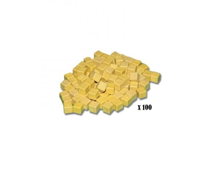 100 Cubes units Jaunes en Bois base 10 - Ds 3 ans