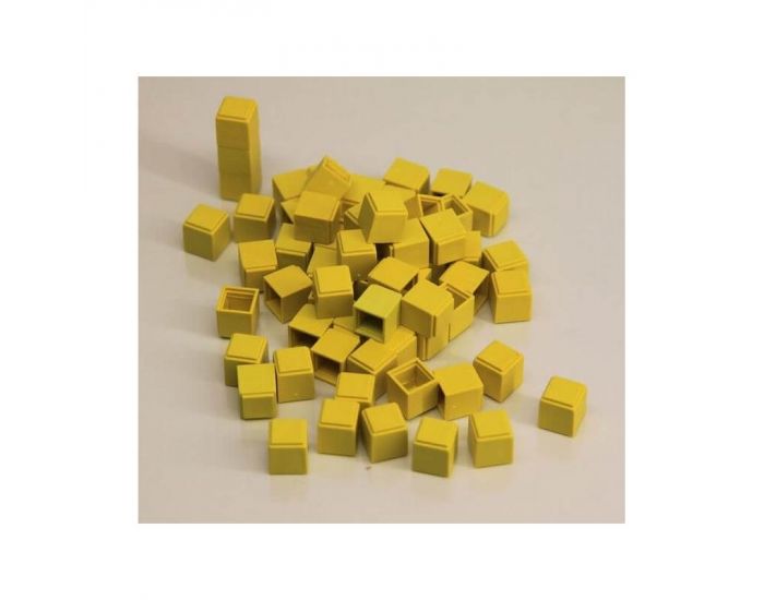100 Cubes units Jaunes en Re-plastic - Base 10 - Ds 3 ans