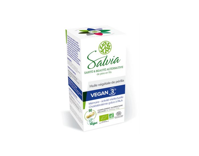 SALVIA NUTRITION Vegan 3 Prilla - Huile Vgtale Bio - 90 Glules