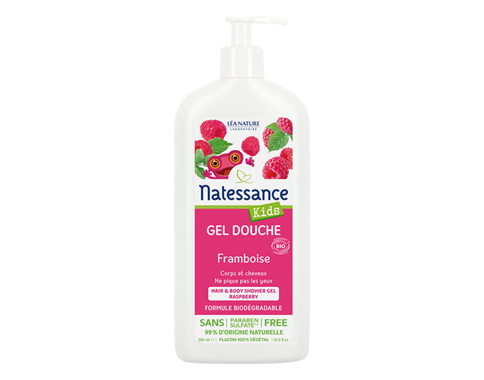 NATESSANCE Shampooing Douche Kids Framboise - 500 ml