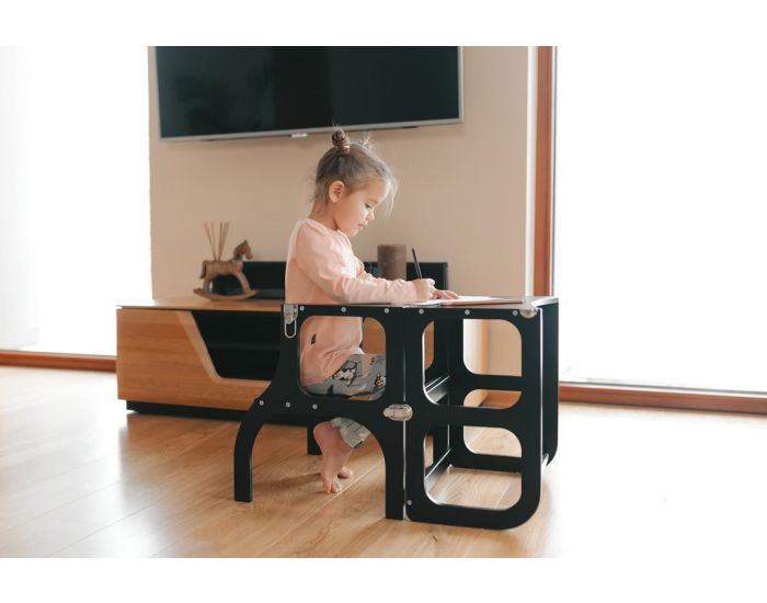 ETTE TETE Tour d'Observation Montessori Transformable Step'N'Sit - Ds 18 Mois Noir (5)