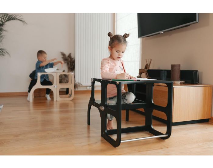 ETTE TETE Tour d'Observation Montessori Transformable Step'N'Sit - Ds 18 Mois Noir (6)