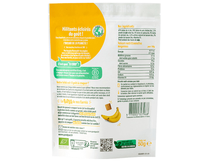 GOOD GOUT Biscuits Carrs Banane - 50 g - Ds 8 mois (1)