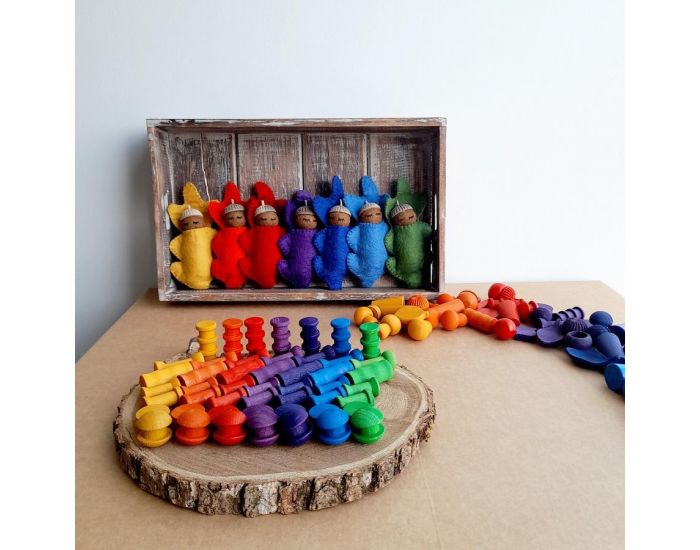 PAPOOSE TOYS Mini Bobines en Bois Rainbow - Set de 49 - Ds 3 ans (2)