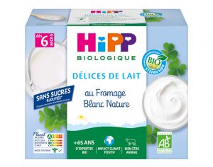 HIPP Dlices de Lait Fromage Blanc Nature - Ds 6 mois - 4 x 100g