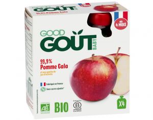 GOOD GOUT Pack de 4 Gourdes Pomme Gala - Pure Bb 85g - Ds 4 mois 