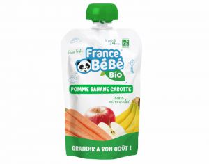 FRANCE BEBE BIO Gourde Pomme Banane Carotte - 100g - Ds 4 mois