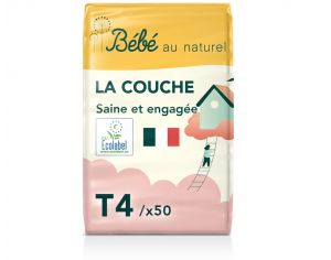 BEBE AU NATUREL La Couche Ecologique - Pack Economique Taille 4 / 7-18 kg A l'unit / 50 couches