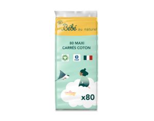 BEBE AU NATUREL Maxi Carrs Coton Bb - 100% Coton Bio - 80 Units