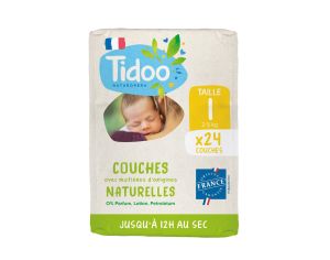 TIDOO Couches cologiques Pack Economique Nature  T1/ 2-5 kg / 24 couches