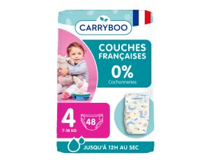 CARRYBOO Couches cologiques Non Irritantes T4 / 7-18 kg/ 44 couches