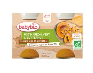 BABYBIO Nos Fermes Potimarron Vert et Butternut - 2x130 g - Ds 4 mois 