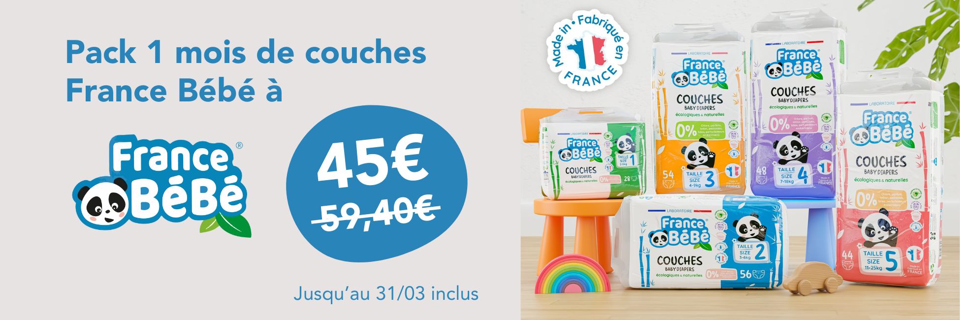 FRANCE BEBE Couches Pack 1 mois